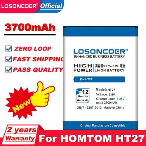 LOSONCOER 3700mAh For HOMTOM HT27 Battery