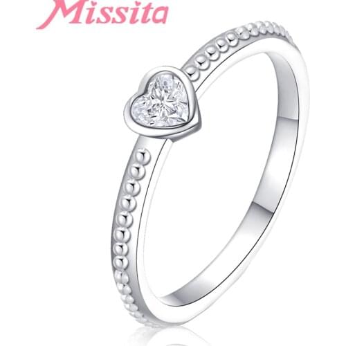 MISSITA 2019 New Sweet Heart Crystal Rings For Women Brand Jewelry Anniversary Engagement Gift anillos mujer