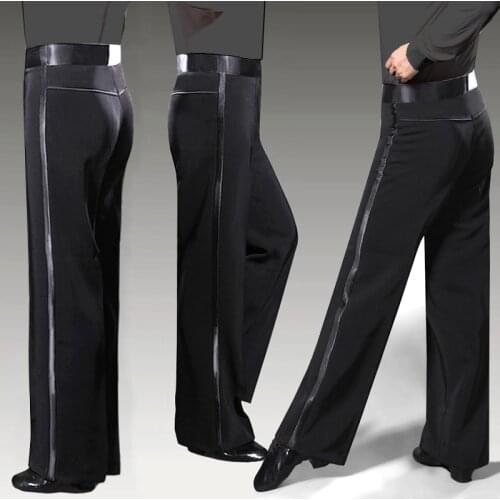 2019 Men Latin Dance Pants Black Trouser Fitness Dancing Clothes Tango Cha Cha Ballroom Dance Wear Adult Male Latin Pant VDB704