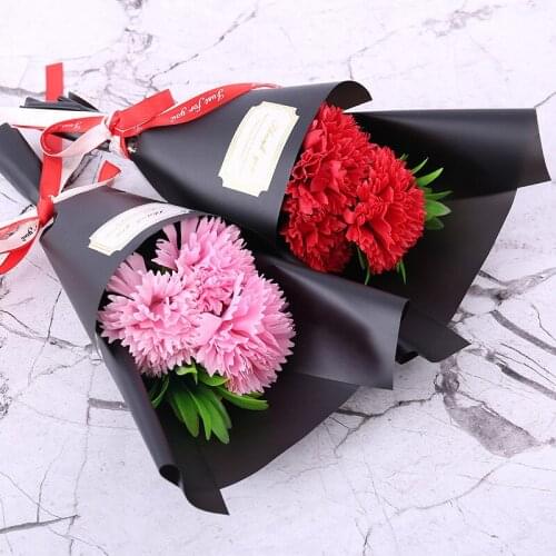 3 Heads Carnation Soap Flower Bouquet Mothers Day Gift for Wedding Holiday Event Gift Box Decoration Gift Bouquet
