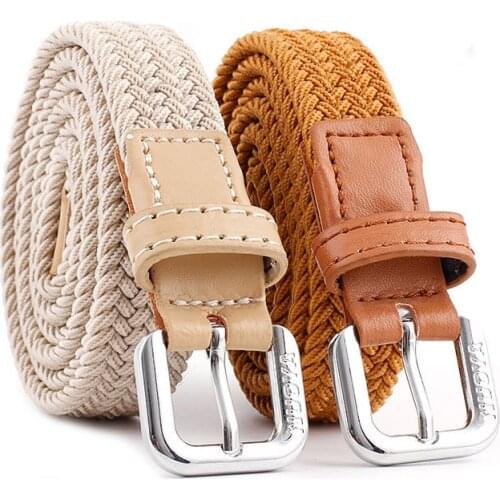 New Design Fashion Women Braided Belt Woven Canvas Pin Buckle Waist Straps Men Student Jeans Trouser Waistband