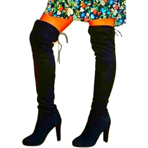 Thigh High Boots Women Winter Warm Suede Leather Round Toe Over the Knee Boots Tall Long Party Pumps Hot Sale 35-42 size