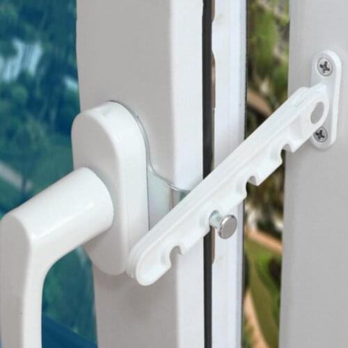 Window limiter latch position stopper casement wind brace home security door
