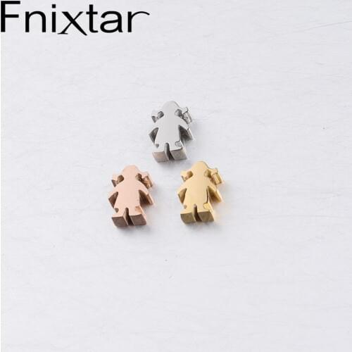 Fnixtar Girl Bead Charm 1.8mm Small Hole Bead Mirror Polished Stainless Steel DIY Making Jewelry7*10mm 20piece/lot