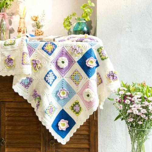 Sylvias Garden Crochet DIY Blanket Handmade Craft Sofa Mat Blanket Tea Ceremony Crochet Blanket Fashion Crochet Blanket Gift
