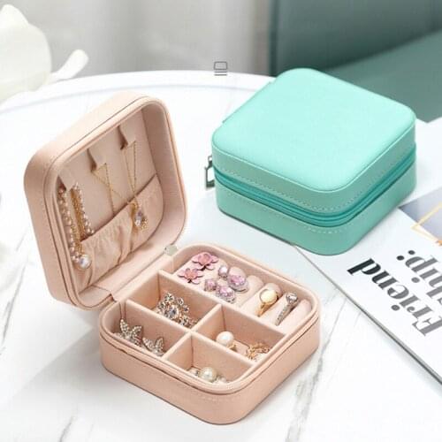 Portable Universal Jewelry Organizer PU Leather Display Case Earrings Ring Necklace Jewellery Storage Box Organizer