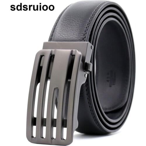 Mens Fashion Automatic Buckle Leather Novelty Hollow Designer Business Male Belt Waist Strap Belts for Men Noble