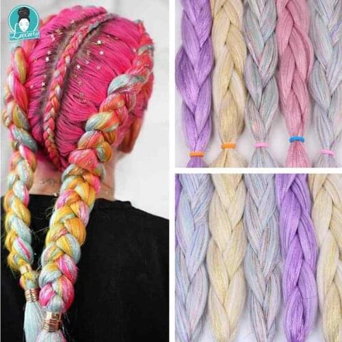 Luxury For Braiding 100g 24" 60cm BUBBLEGUM LIGHT MAUVE Synthetic Jumbo Braid Mixed Metallic Glitter Twinkle Hair Tinsel