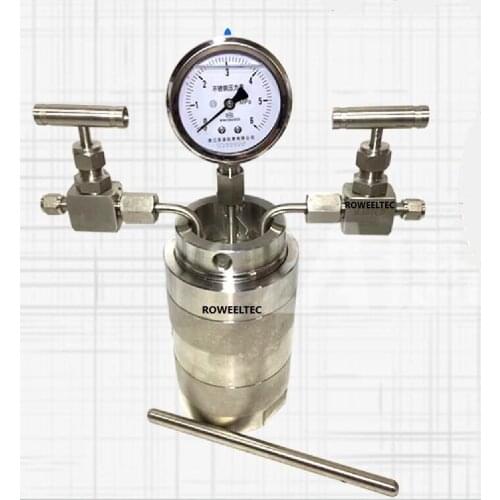 Hydrothermal synthesis Autoclave Reactor vessel + inlet outlet gauge 50ml 6Mpa GOOD