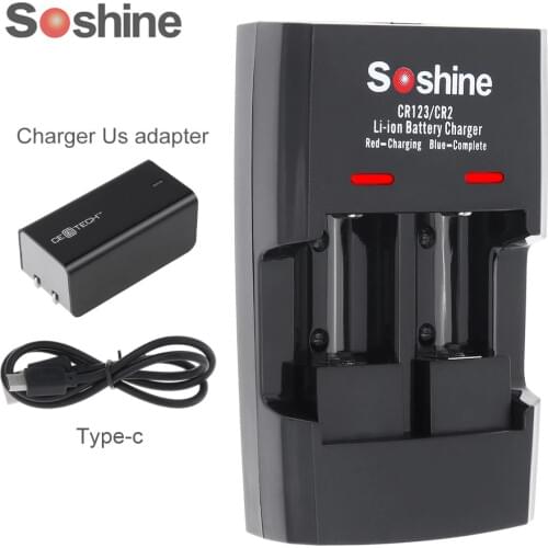 Soshine SC-S5 2 Slots Li-ion RCR123 / RCR2 Rapid Battery Smart Chargers for 14250 / CR2 / 16340 / 17335 / 15266 Battery