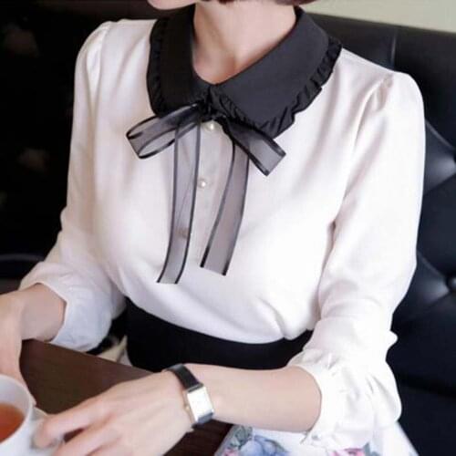Spring & Summer Tie Ladies Shawl Black Wooden Ear Collar Chiffon Bud Ribbon Fake Collar Dress Accessories