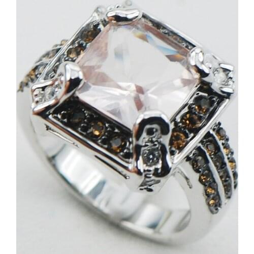 Morganite 925 Sterling Silver Top Quality Fancy Jewelry wedding Ring Size 6 7 8 9 10 F1091