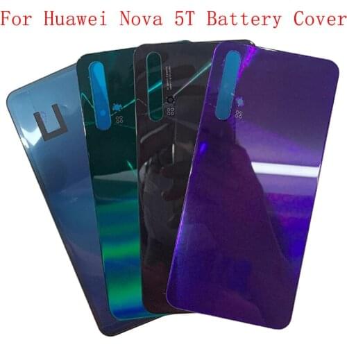 Rear Door Housing Case Back Glass Battery Cover Panel For Huawei Nova 5T Back Glass Cover Replacement with Logo