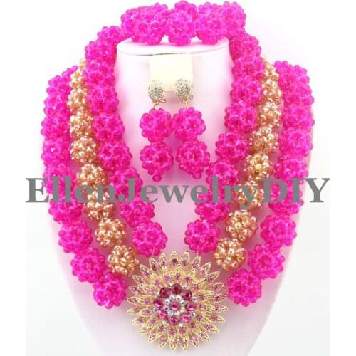 Captivating 2019 African Crystal Beads African Beads Jewelry Set For Women Nigerian newest Set Free Shipping W9359