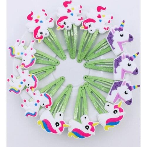 10pcs Gilter Unicorn Hair Clips for Girls Fashion Kids Hairpins Barrettes Cartoon Hairgrip Hair Accessories