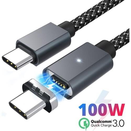 1.5M Magnetic USB Cable PD3.0 Cable USB Type C to Type C PD Cable QC4.0 Fast Charger Wire for Apple Xiaomi Huawei Laptop Tablets