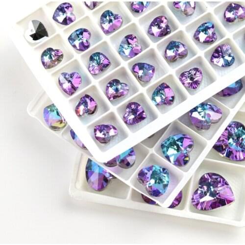10mm Crystal Pendant heart Glass Crystal stone Pendant pointback Rhinestone For Strass necklace Jewellery Accessories