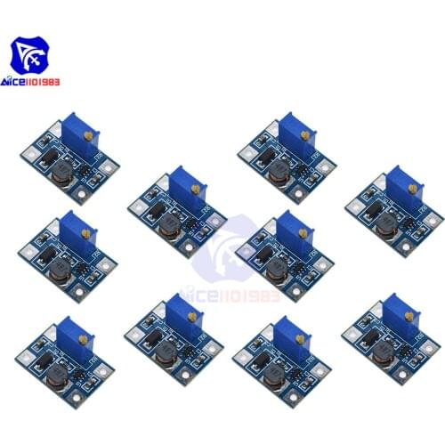 10PCS/Lot SX1308 DC-DC 2-24V to 2-28V Max 2A Step Up Boost Converter Module Adjustable Trimmer Potentiometer for Arduino