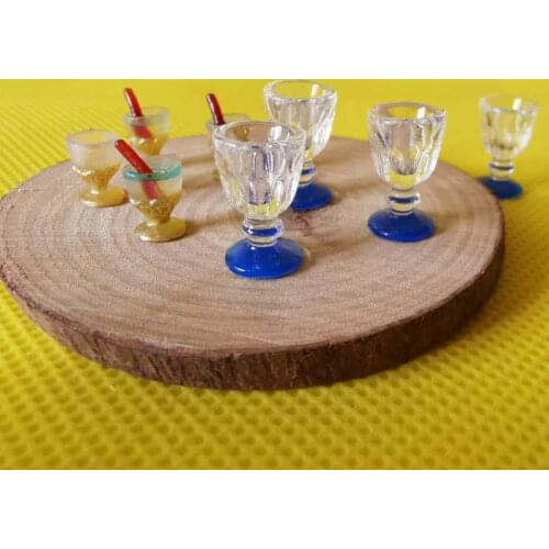 10pcs blue wine glass/miniatures dinnerware/cute/fairy garden gnome/moss terrarium decor/bonsai/doll house decor/diy supplies