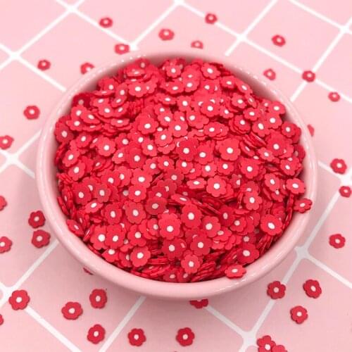 100g/lot 5mm Red Flower Slice Polymer Clay Sprinkles for Crafts DIY Nail Art Decoration Accessories Crystal Mud Filler Material