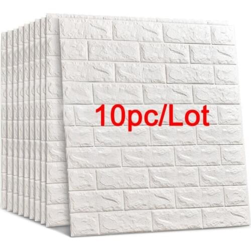 77*70cm 10 pcs 3D Brick Wall Stickers DIY Self Foam Waterproof Decor Wall Covering Wallpaper For TV Background Kids Living Room
