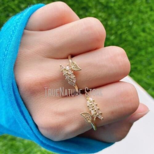 5Pcs RM40073 Adjustable Gold Cubic Zirconia Rings Copper Jewelry Geometric Colors Clear Gold Plated Cubic Zirconia Ring