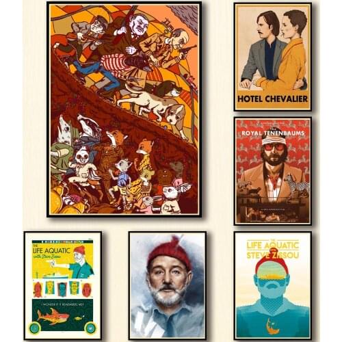 50 Designs Wes Anderson Movie Whitepaper Poster Painting Abstract Fancy Wall Sticker for Coffee House Bar A3 1
