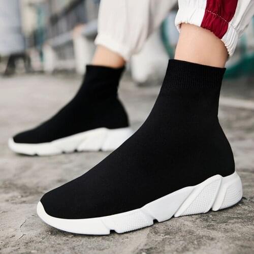 Brand Luxury Unisex Socks Shoes Breathable High-top Women Flats Fashion Sneakers Men Stretch Fabric Casual Boots Ladies Shoes