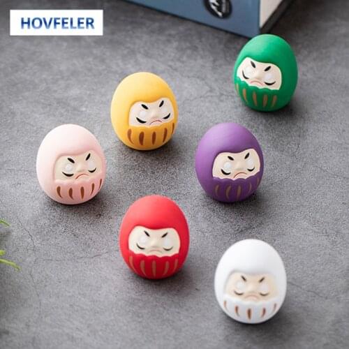 HOVFELER Color Japanese Ceramic Daruma Doll Crafts Lucky Charm Fortune Ornament Landscape Home Decor Miniature Accessories Gifts