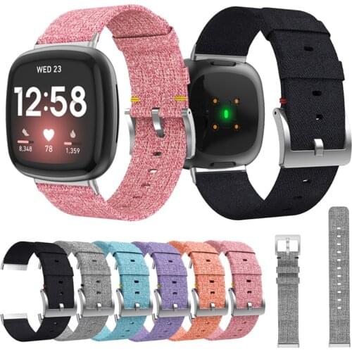 For Fitbit Versa 3 Canvas Strap Bracelet Wristband Replacement Versa3 Women Men Watchband for Fitbit Sense Band