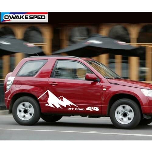 For Suzuki Grand Vitara AT MT Mountain Graphics Car Door Side Stickers 4X4 OFF ROAD Stripes Decals Auto Waterproof Decal