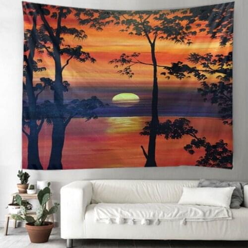 Landscape Tapestry Art Deco Blanket Curtains Hanging at Home Bedroom Living Room Decoration Polyester Hippie