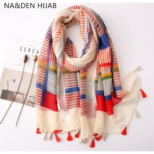 Fashion Striped shawls Womens bandana High quanlity Pashmina Summer beach wraps Plaid scarves Tassels Muslim hijab 10 pcs/lot