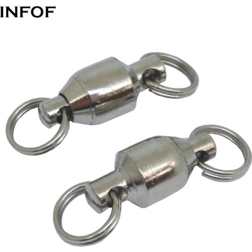 INFOF Fishing Swivel Connectors 50pcs/lot Ball Bearing Swivels with Split Ring Carp Fishing Accessories Fish Hook