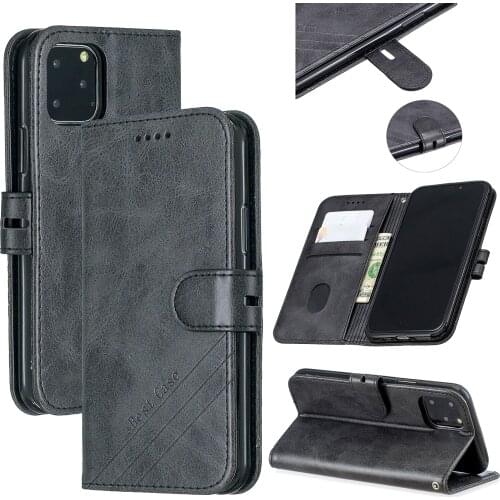 Leather Full Cover for iPhone 13 12 11 Pro Max XR XS SE 2020 7 8 Plus Wallet Flip Case Solid Color Business Card Slot Phone Bag