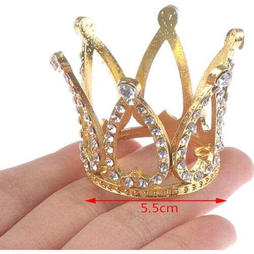 Mini Crown Princess Topper Crystal Pearl Tiara Children Hair Ornaments For Wedding Birthday Party Cake Decorating Tools