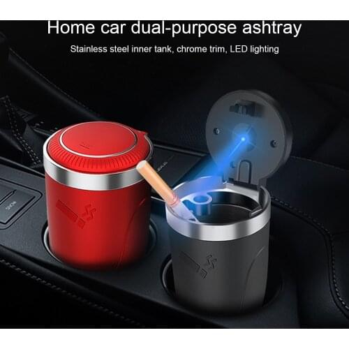 Auto Ashtray Led Light Push Type Multifunctional Car Vehicle Cigarette Ashtray Holder Interior Decor For Car Accessories