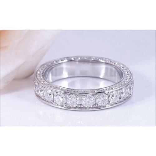 Fashion Round Crystal Eternity Anniversary Wedding Band With Diamond Wedding Engagement Band for Women Fine Jewelry
