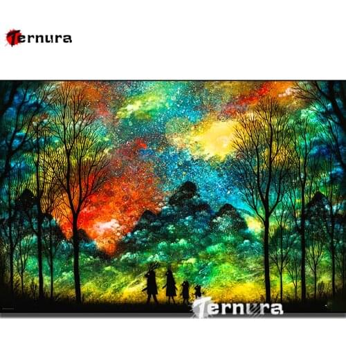 Full Square Drill Color starry night Tree 5D DIY Diamond Painting Embroidery Cross Stitch Decor diamond art rhinestone pictures