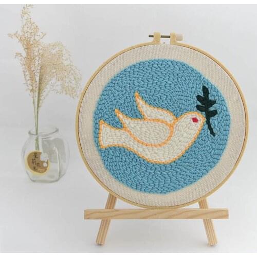 Peace Dove Punch Needle Kits, DIY Embroidery Kit, Punch Needle Kit with Yarn, Punch Needle Pattern, Rug Hook Design Kit
