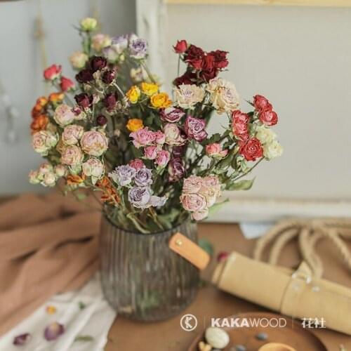 Northern European-Style Natural Plant Dried Flowers Dried Flowers Dried Bouquet Colorful Roses Home Soft Accessories Multi-Head