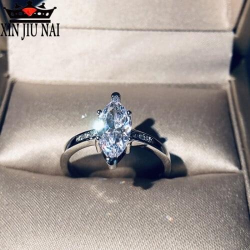 2019 New Fashion Elliptical Cut Bright Horse Eye Rhinestone CZ Ring Sexy Women Models Carry Accessories Sports/Office OL Jewelry