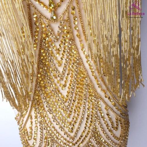 New arrivals 4 colors large pattern with heavy beads applique patch crystal Rhinestone patch wedding dress Accessories 1piece