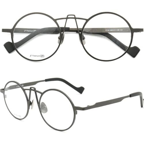 Women Pure Titanium Eyeglasses Frames men Round glasses frames high quality metal fashion Retro light eyeglasses frames eyewear