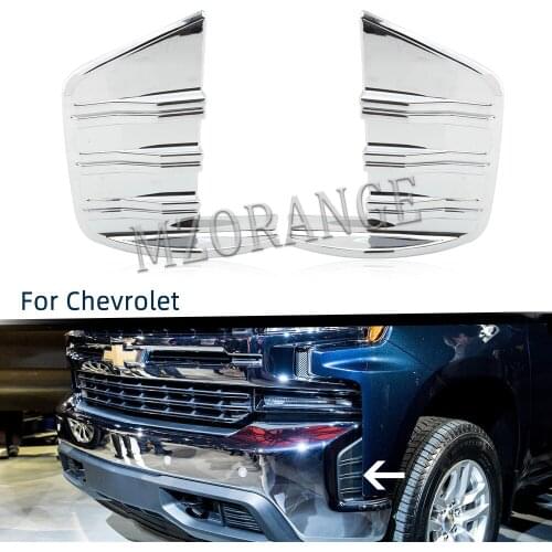 Front Fog Light Trim For Chevrolet Silverado 1500 2019 2020 Foglight Sticker Trims Car Styling Accessories Corner cover ABS