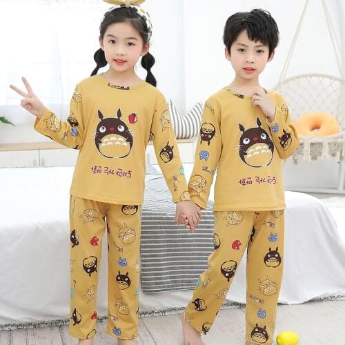 3 To 12 Years New Autumn Kids Pajamas Set Long Sleeves Sleepwear Spring Girls Nightwear Pyjamas Set Clothes Boys Cute Homewear
