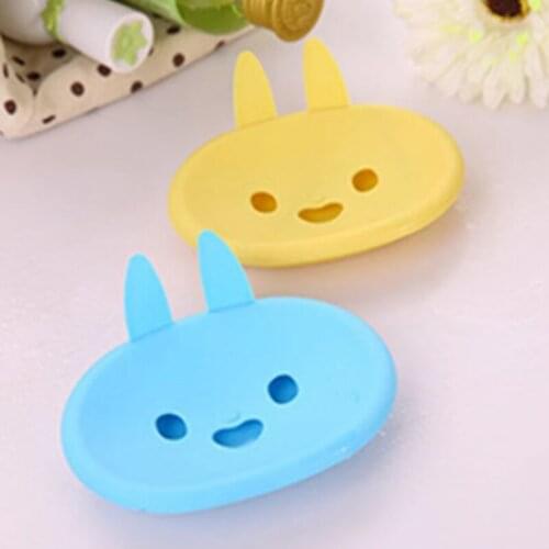 1PCS Plastic Holder Cute Rabbit Shape Drain Soap Box Double Layer Storage Rack Bathroom Washroom Organizer Bathroom Accessories