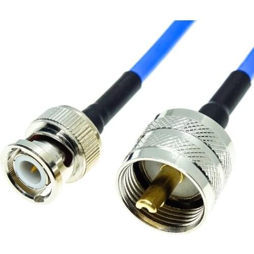 BNC Male to UHF PL259 Male plug connector RG405 RG-405 0.086" Semi Flexible Coaxial Cable 0.141" 50ohm Blue