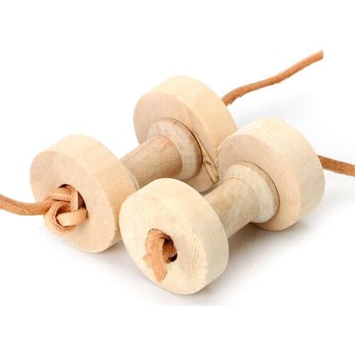 Parrot Pet Bird Dumbbells Chew Toys Wood For Parakeet Cockatiel Fun Cage Toy New Drop Ship Support