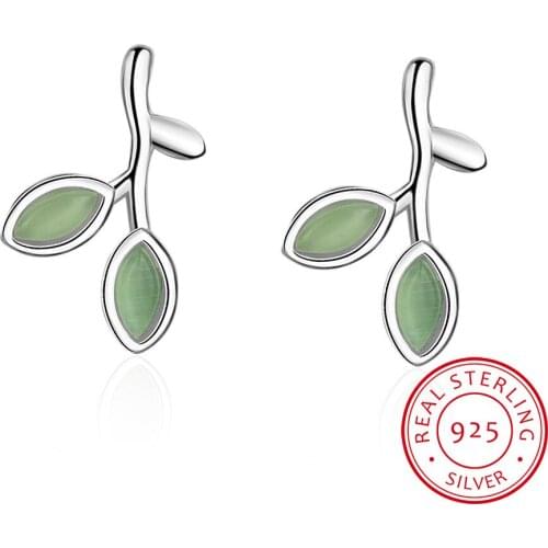 Free Shipping Fashion Leaves Stud Earrings 925 Sterling Silver Stud Earrings Jewelry Pendientes Brincos